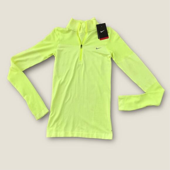 Nike NWT Athletic Dri-Fit Top Lime Green Running Outdoor Activewear - Picture 2 of 6